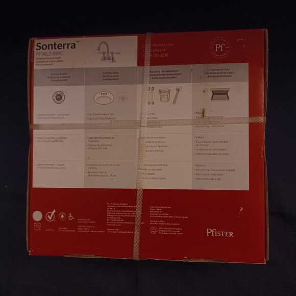 Pfister Sonterra Polished chrome 2-handle 4-in Bathroom Sink Faucet w/ Drain NEW - Picture 4 of 5